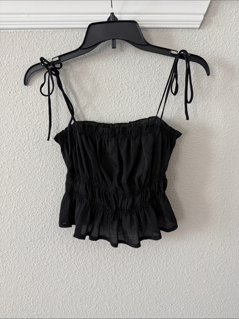 Princess Polly Black Ruched Tie-Shoulder Camisole
